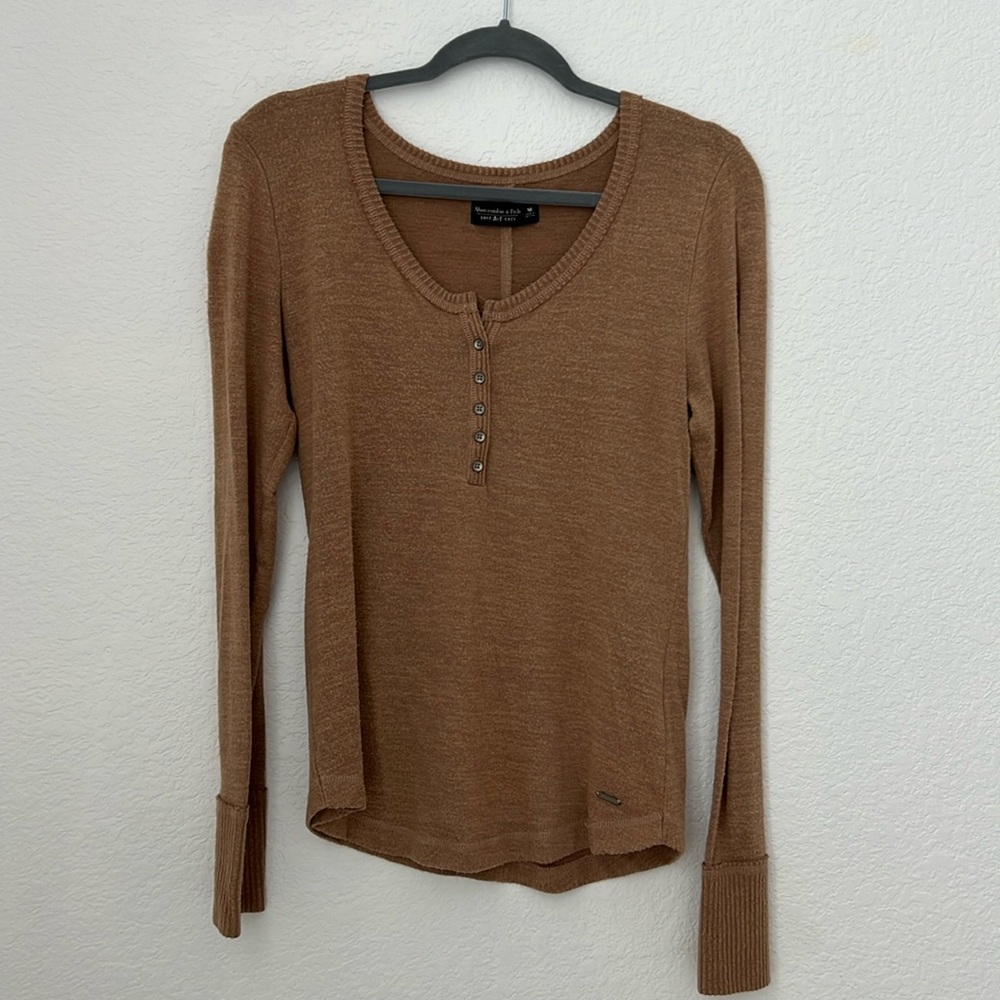 Abercrombie & Fitch Tan Cozy Long Sleeve Top